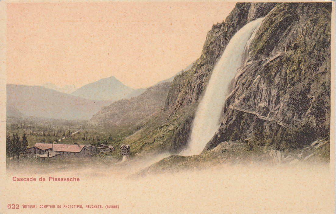 Cartoline postali: Salanfe   VS  -   Cascadee de Pissevache     ca. 1900 – Usato da Brig venduto da Valcards54