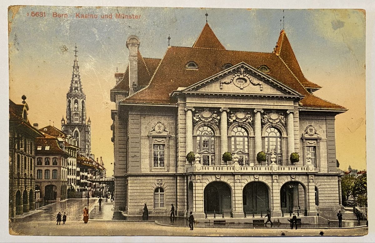 Cartoline postali: Alte Ansichtskarte Bern - Kasino und Münster – Usato da Riehen venduto da Tignanello1