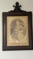 Papst Pius IX Foto mit Widmung in Holzrahmen