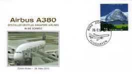 OFFIZIELLER ERSTFLUG A380 ZÜRICH KLOTEN 2010 - AX236