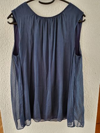 Hallhuber Bluse/Top Gr. 38, dunkelblau, Viskose/Seide