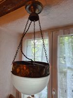 lustre ancien en verre et laiton