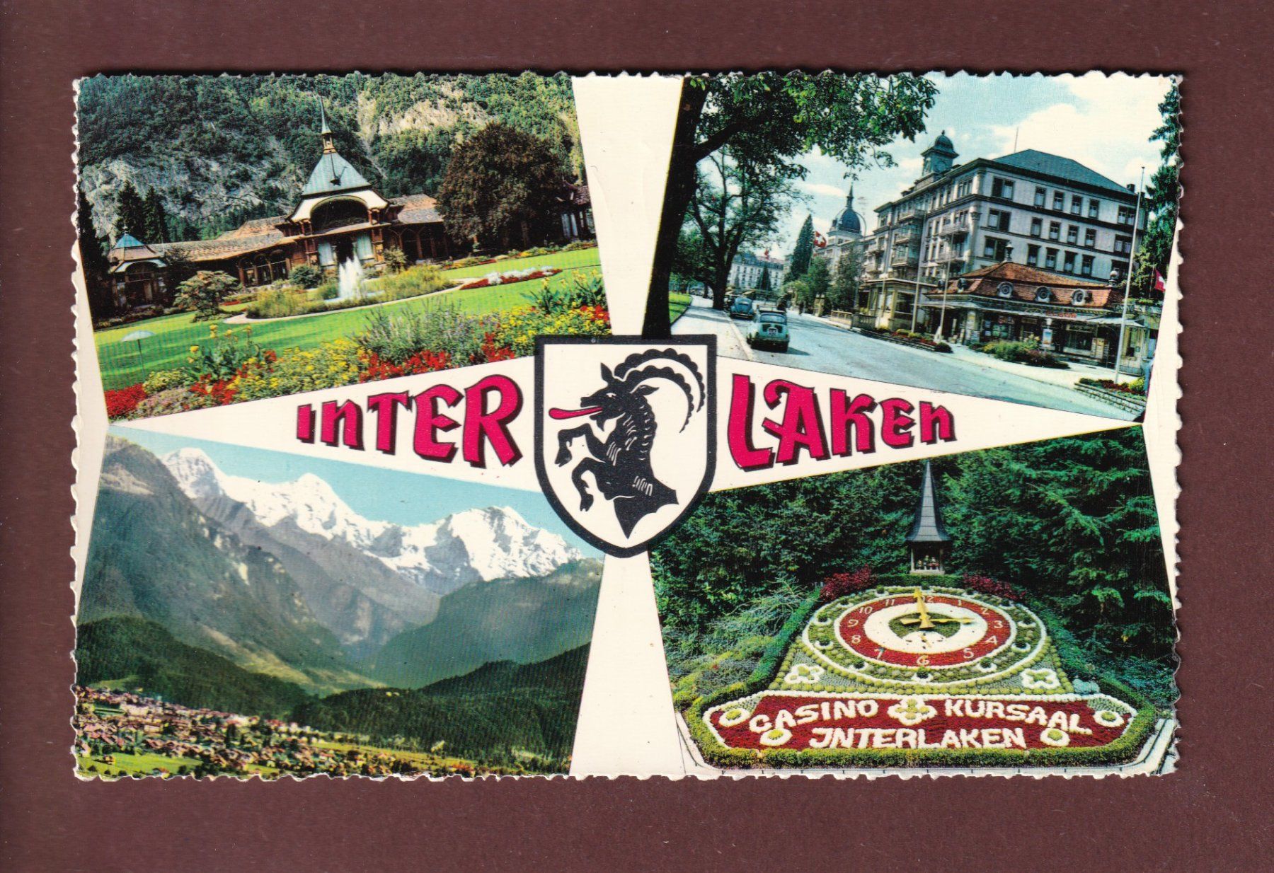 Cartoline postali: INTERLAKEN - 4 Bilder - 1964 – Usato da Pully venduto da nicecards