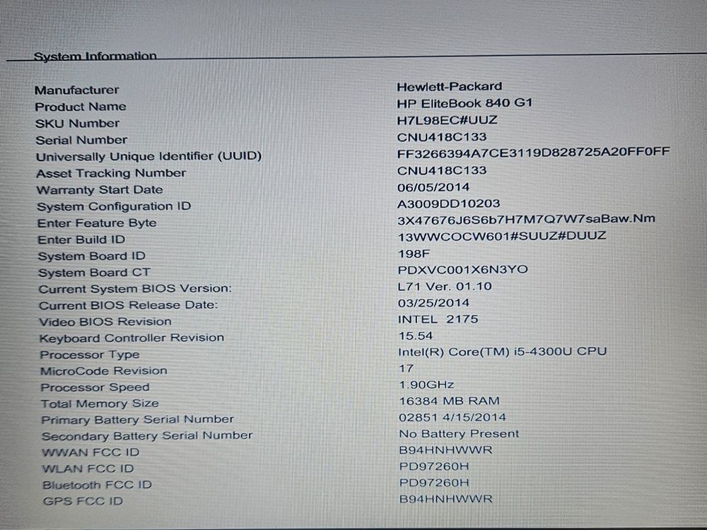 HP Elitebook 840 G1 BIOS PW!!! Kaufen auf Ricardo