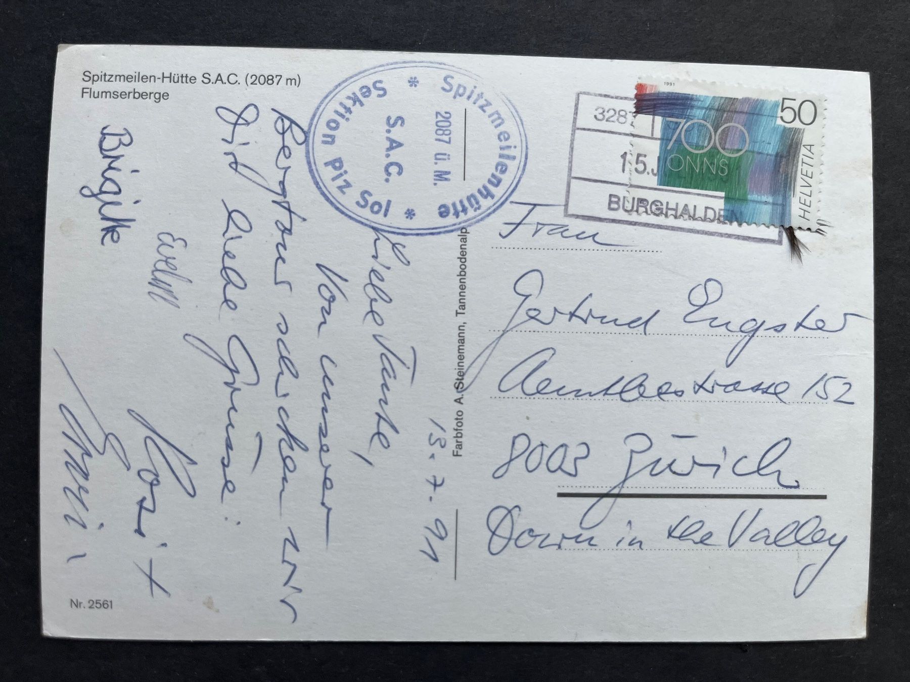 Cartoline postali: Spitzmeilen-Hütte S.A.C. Flumserberge – Usato da Ostermundigen venduto da DaxKarten-75 1