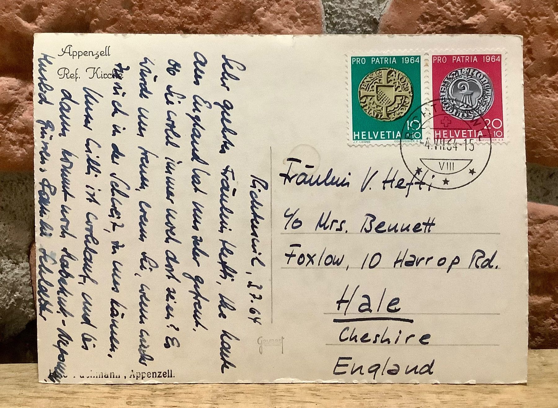 Cartoline postali: 1964 - APPENZELL - Ref. Kirche - Pro Patria BM – Usato da Root venduto da ENGLAND-TREASURES 2