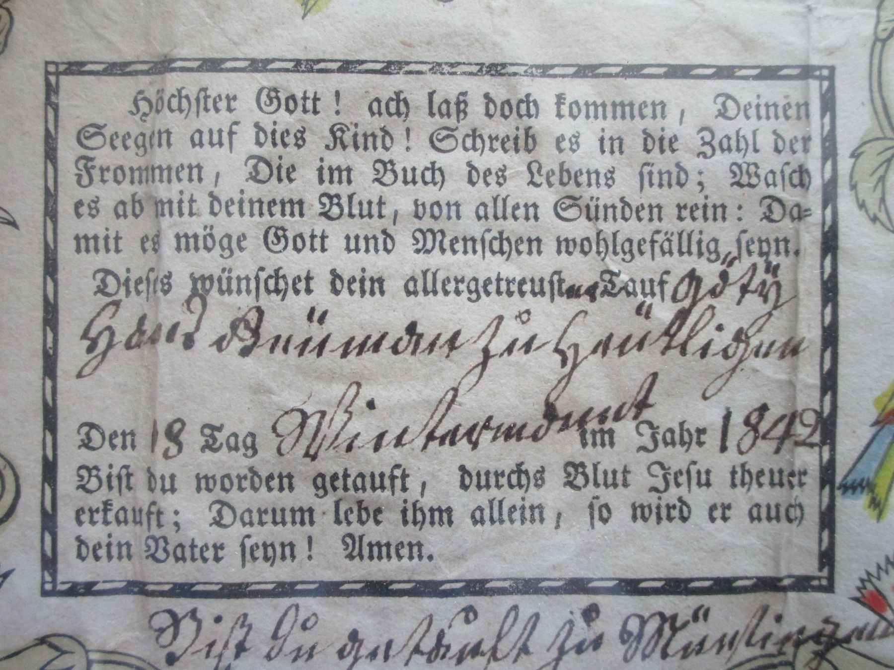 Documenti: Antiker Tauf-Zedel 1842 – Usato da Heimberg venduto da Lupo57 2