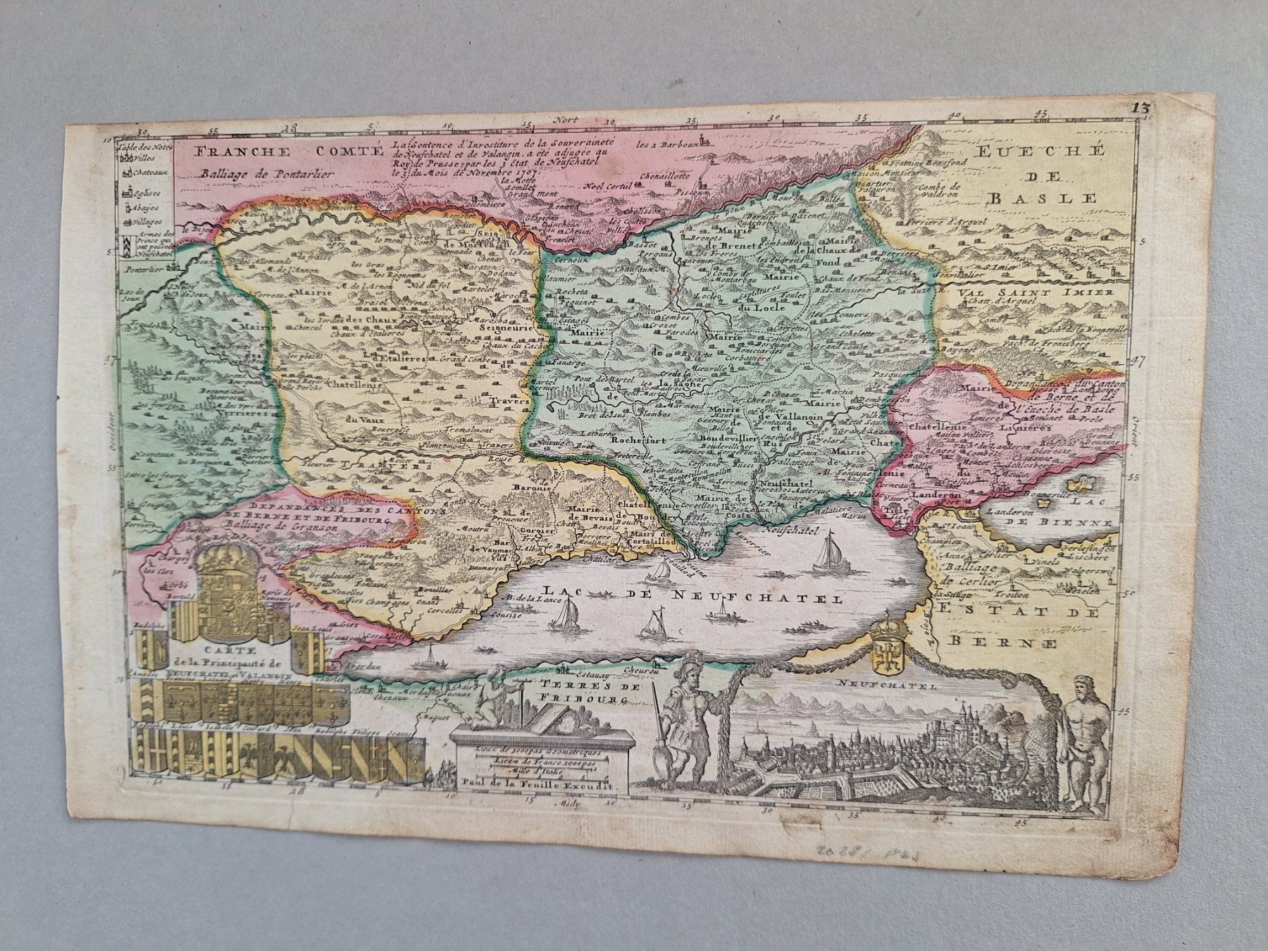 Stiche: CARTE DE LA PRINCIPAUTE DE NEUCHATEL – Gebraucht aus Bevaix von bohrap 1
