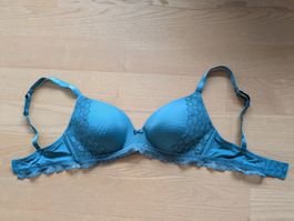 Damen BH Türkis Spitzenbesatz Grösse 80C