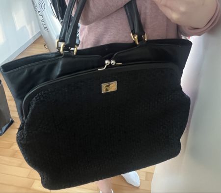 D&G Handtasche Shopper Leder Schwarz Gold Details