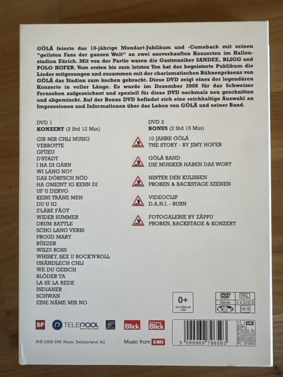 Tutti i DVDs: DVD von Gölä Live / 2008 Jubiläumkonzert – Usato da Rümlang venduto da Sambas19 1