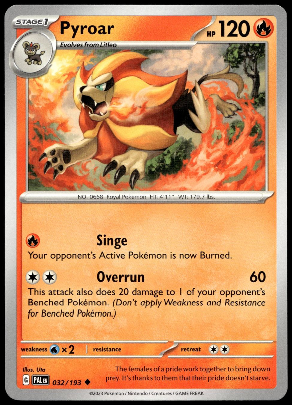 Pokémon Sammelbilder & Trading cards: Pokémon Pyroar 032/193   SV02 Paldea Evolved – Gebraucht aus Le Mouret von PokemonCards_CH