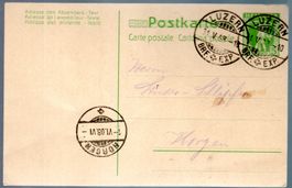 1908 POSTKARTE LUZEN-HORGEN TELLKNABE IM RAHMEN 5 RP. - EW39