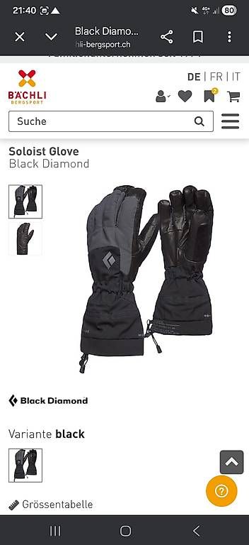 Guanti & manicotti: Handschuhe Soloist Glove black diamond – Usato da Thun venduto da Chantalhirt 3