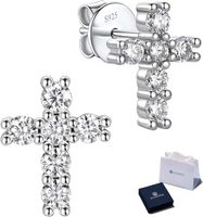 Moissanit Kreuz Ohrstecker 925 Silber – Hypoallergen