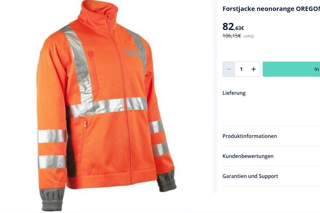 Giacche: Warnschutz-Forstjacke Oregon Gr. M – Nuovo (secondo la descrizione) da Uerkheim venduto da Kaufoption 2