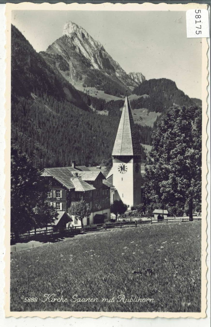 Cartoline postali: Kirche Saanen mit Rüblihorn – Usato da Ettingen venduto da Kartenplanet