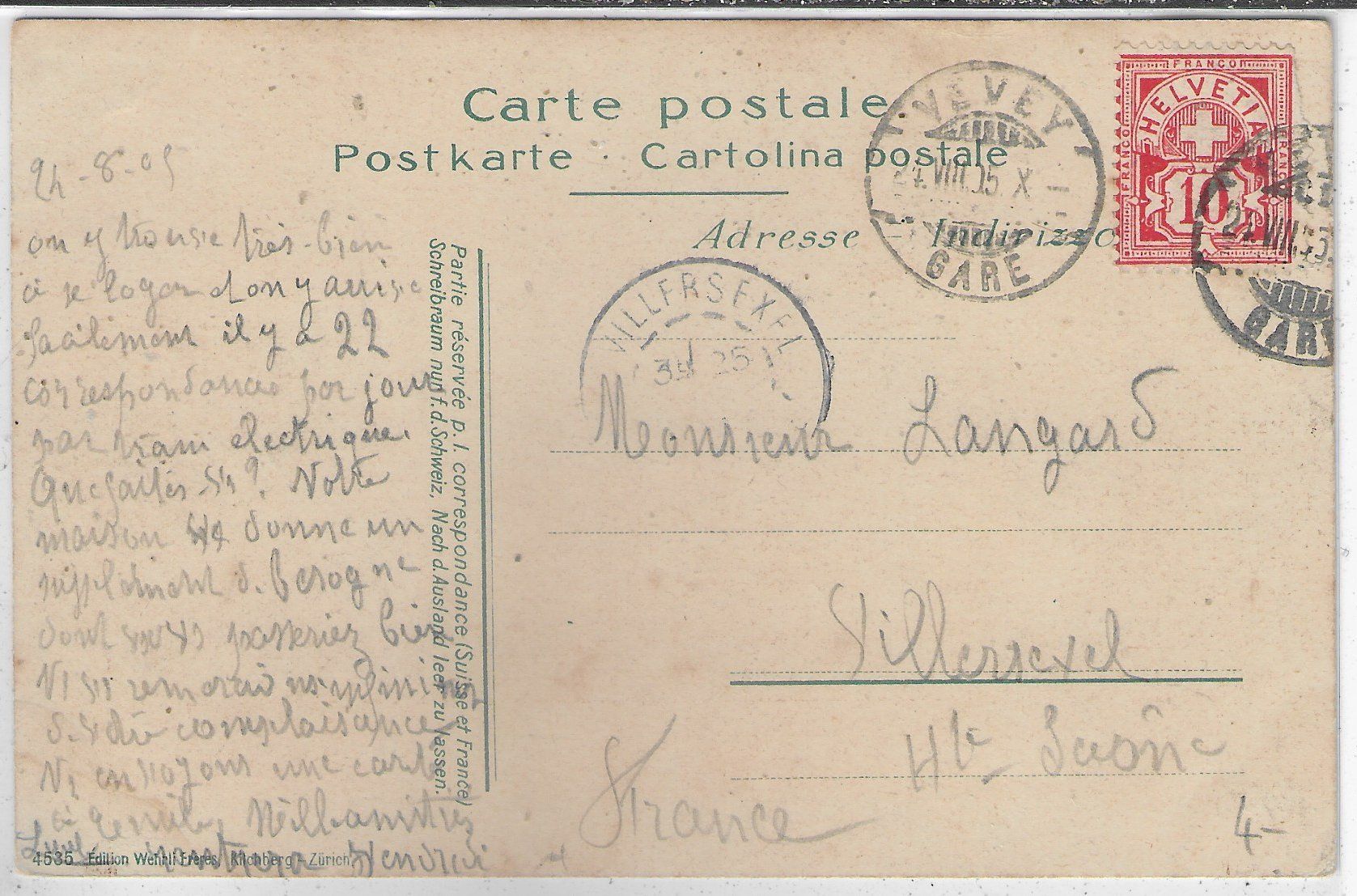Cartoline postali: Vevey - Vue generale – Usato da Ettingen venduto da Kartenplanet 1