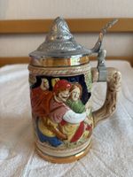 Bierkrug mit Zinndeckel, Vintage