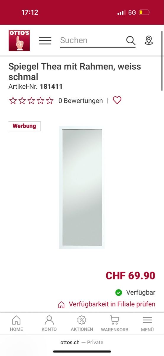 Specchi: Slim White Framed Mirror – Usato da Kloten venduto da kei_xcp5 1