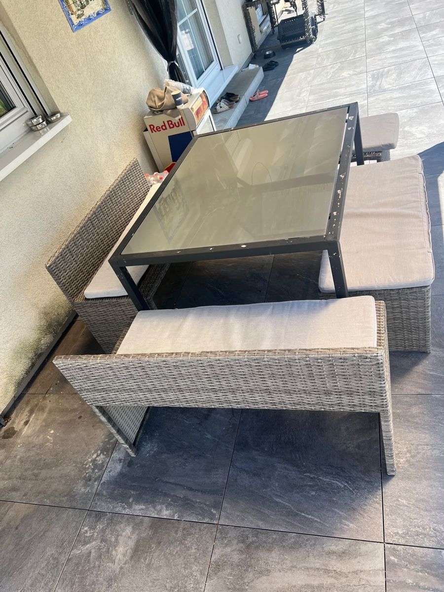 Set di tavolo e panche: Gartentisch mit 4 Sitzbänken Rattan Optik gebraucht – Usato da Embrach venduto da Leva11 1