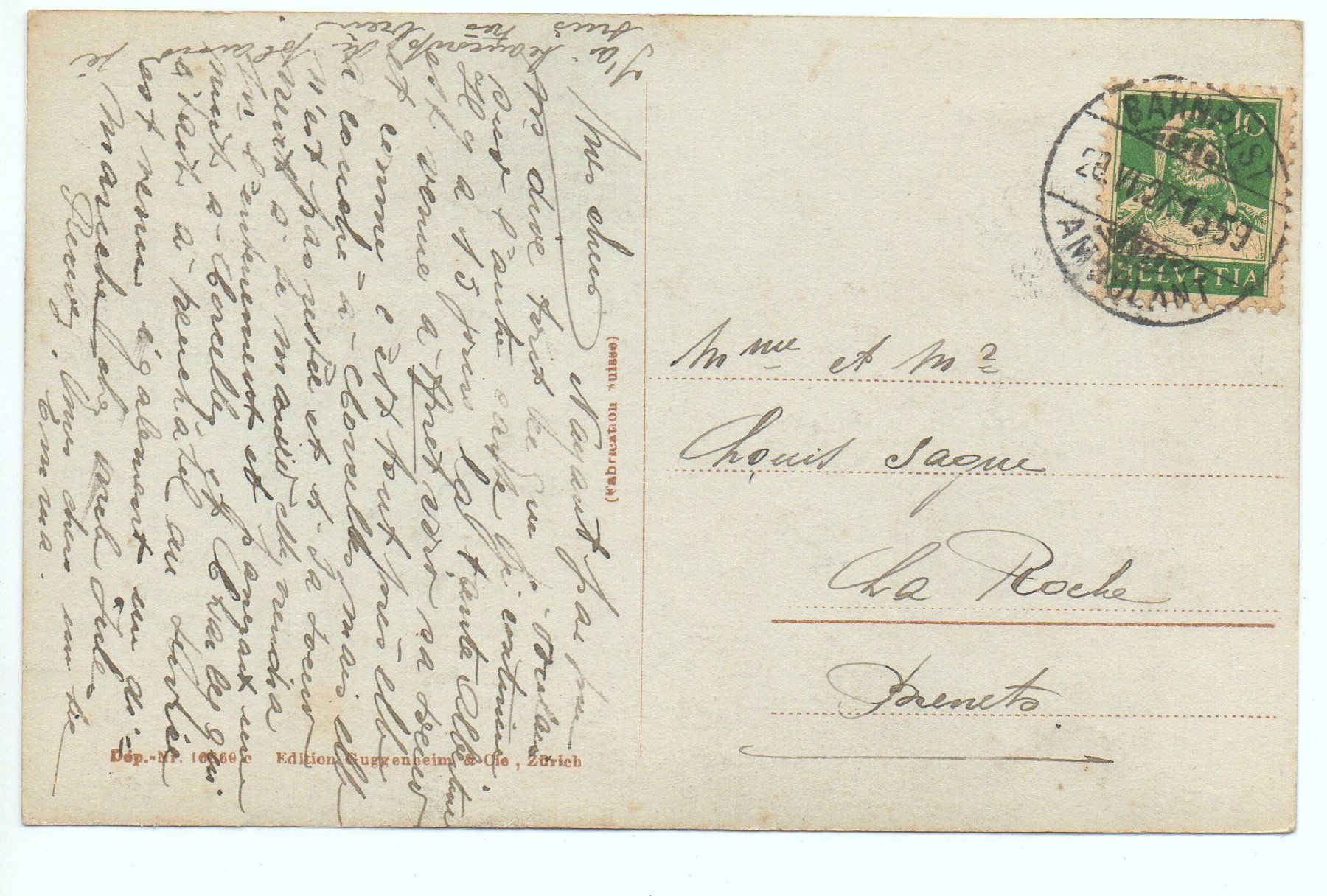 Cartoline postali: CORCELLES rue de la Croix - Ed. Guggenheim – Usato da Jona venduto da philajona 1