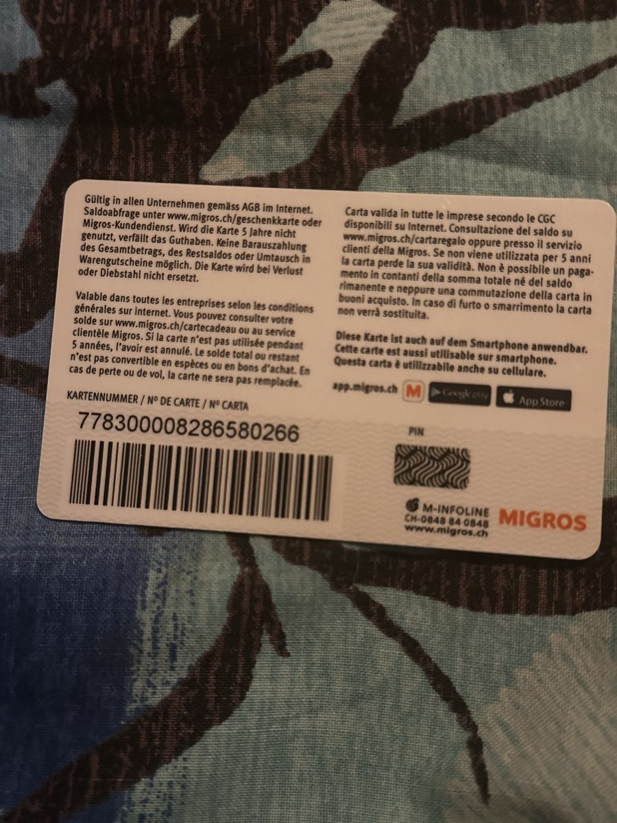 Cartoline: Carte cadeau Migros vide – Usato da Lausanne venduto da sam_hp5y 1