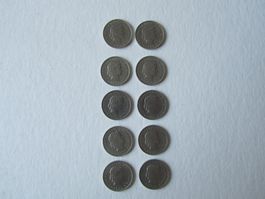 20 Rappen Schweiz, 1955-1959. Lot 10 Stk.