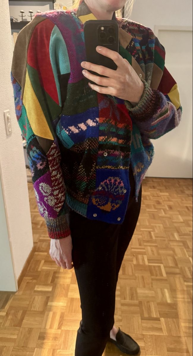Jacken: VINTAGE 80s LEATHER & SUEDE & KNITTED PATCHWORK JACKET - M – Neu (gemäss Beschreibung) aus Lausanne von joltei 9