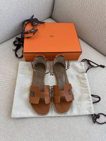 Hermès Santorini Sandalen Gr. 39 Naturel Fullset