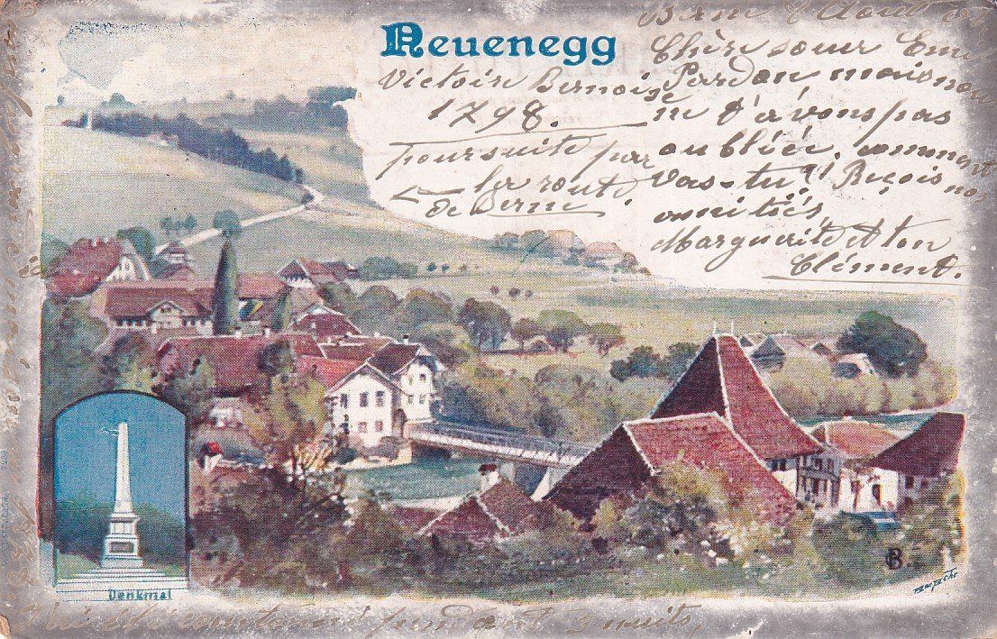 Cartoline postali: Neuenegg   BE       -     LITHO    -       um 1901 – Usato da Brig venduto da Valcards54