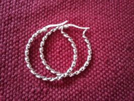 Creolen aus Silber, geflochten, Durchmesser 3 cm 