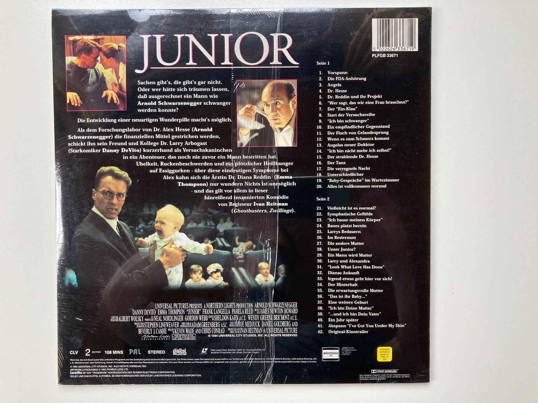 Tutti i DVDs: Neu/OVP Laserdisc - Junior - Arnold Schwarzenegger, DeVito, – Nuovo e nell'imballaggio originale da Münchenstein venduto da antares09 1