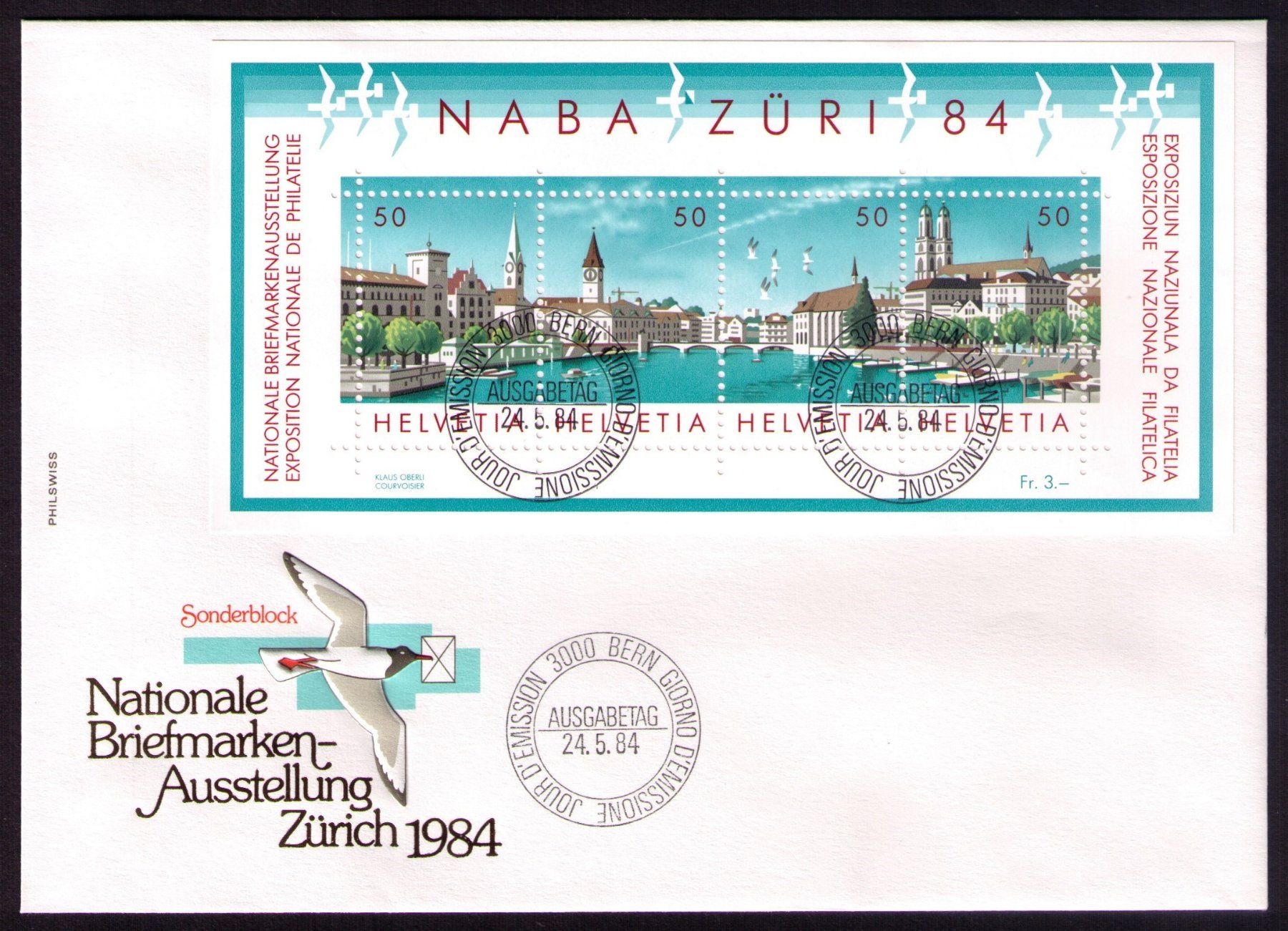 Tutti i francobolli: 1984_NABA-Block ZÜRICH__KLEINFORMAT-FDC 24.5.84 ! – Usato da Marthalen venduto da Ch_quality