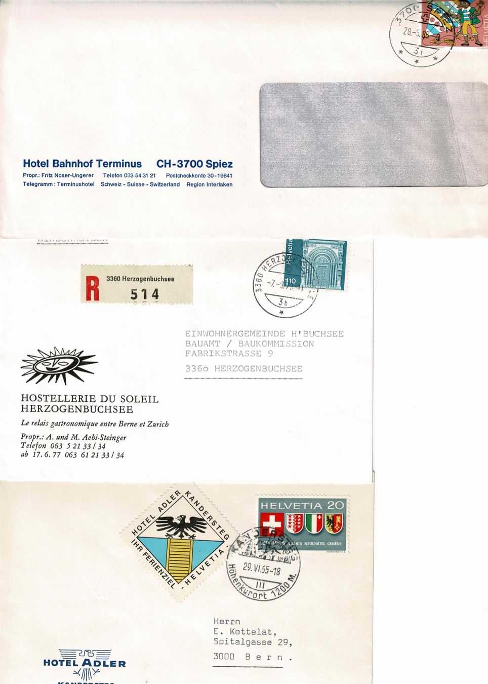 Tous les timbres: 5 Hotelbriefe – D'occasion à Zürich par Bierino 1
