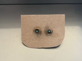 Ohrstecker Mond mit Stern und Stein goldfarben gebraucht