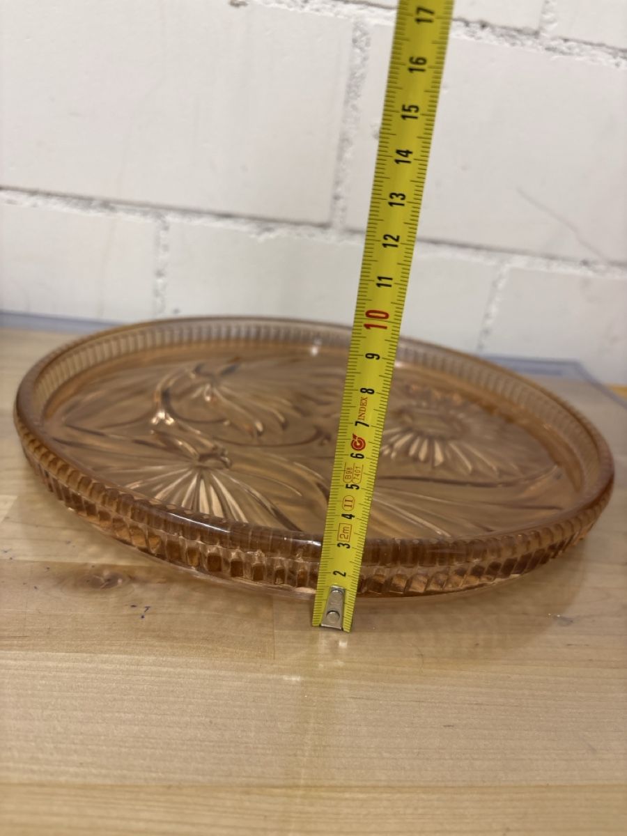 Servierplatten: Elegante Servierplatte aus Kristall mit Blumenmuster – Defekt aus Adliswil von ninotschka7 3