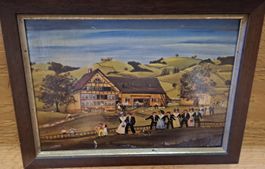 Bauernmalerei Bild mit Rahmen gebraucht