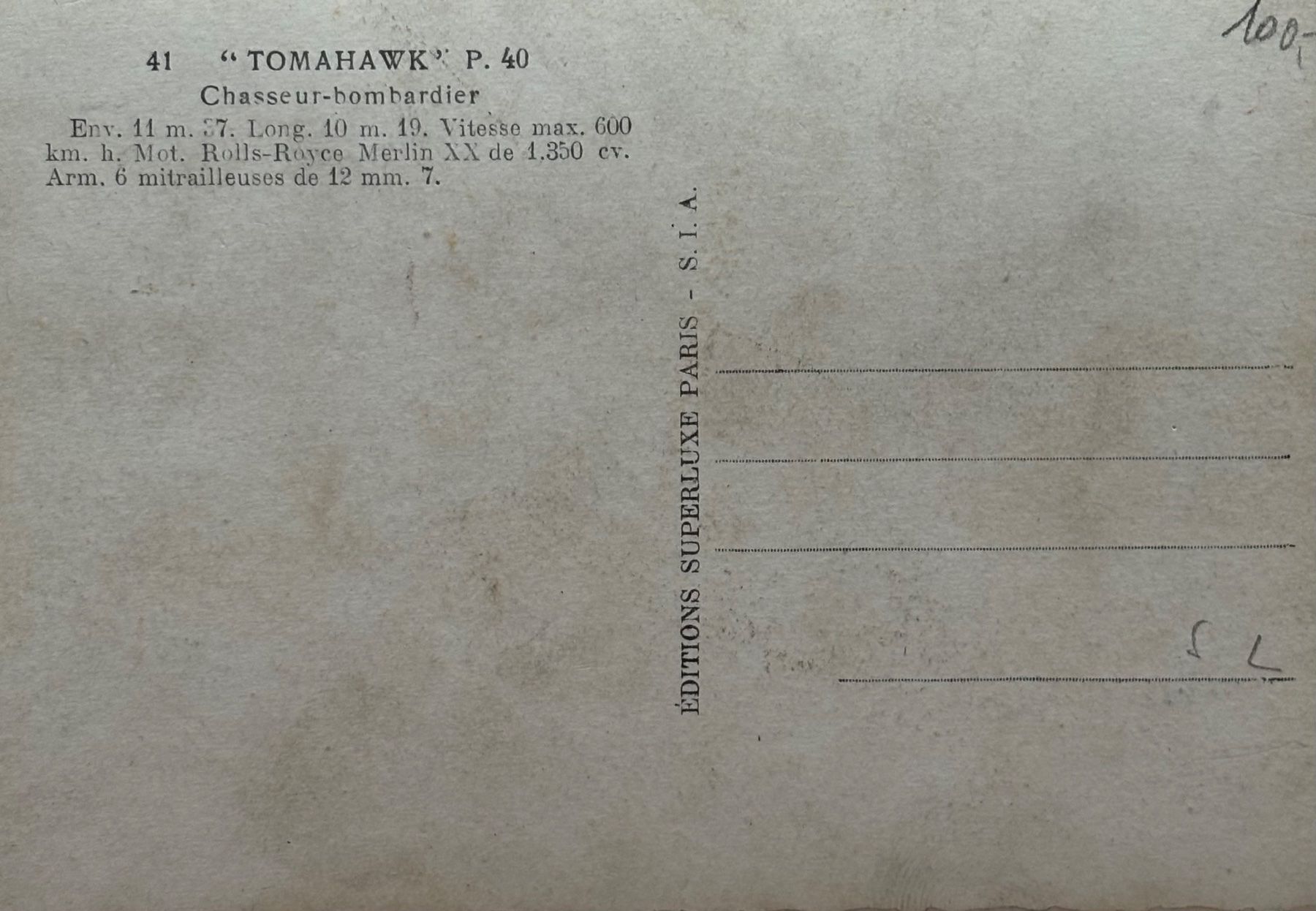 Cartoline postali: Kriegsflugzeug Tomahawk P40, Flugzeug, USA – Usato da Frauenfeld venduto da Merk52 1