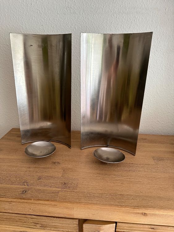 2-teiliger Runder Kerzenhalter Aus Metall In Gold & Schwarz – Modernes Design Mit Glasabdeckung (ca. 37 Cm & 29 Cm Hoch), Für Innen