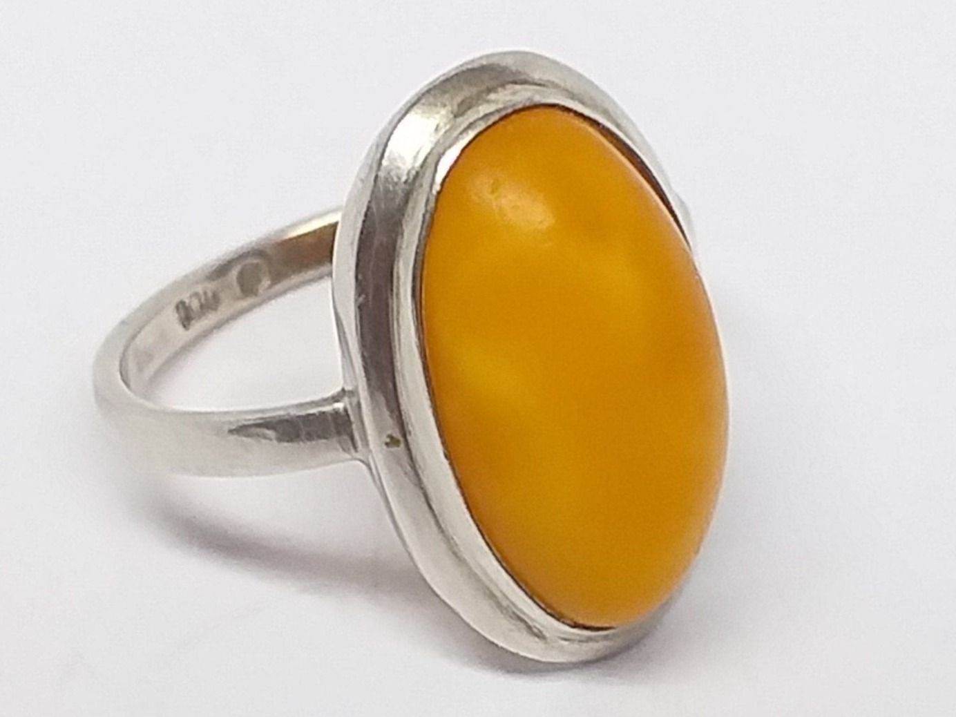 Anelli: Vintage Silber Ring 800 + MP Bernstein Butterscotch Gr. 54 – Usato da Ermatingen venduto da Decovin 1