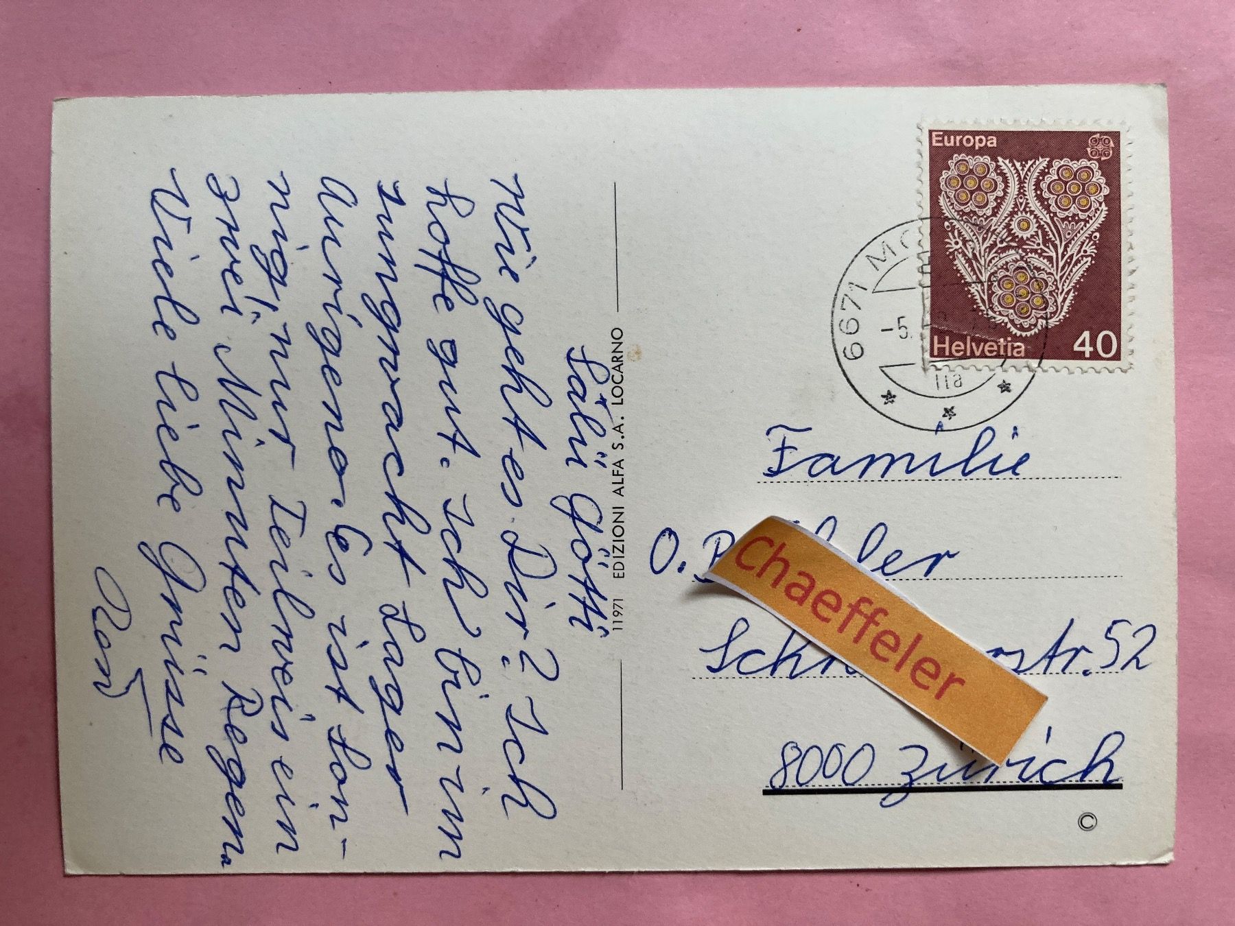 Cartoline postali: 1978 Valle Maggia – Usato da Zürich venduto da Chaeffeler 1