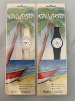 2x Vintage CALYPSO Swiss Quartz – Weiss & Schwarz – NOS