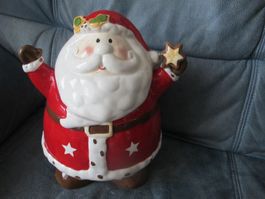 Weihnachtsmann Vorratsdose im Vintagelook aus glasierter Ker