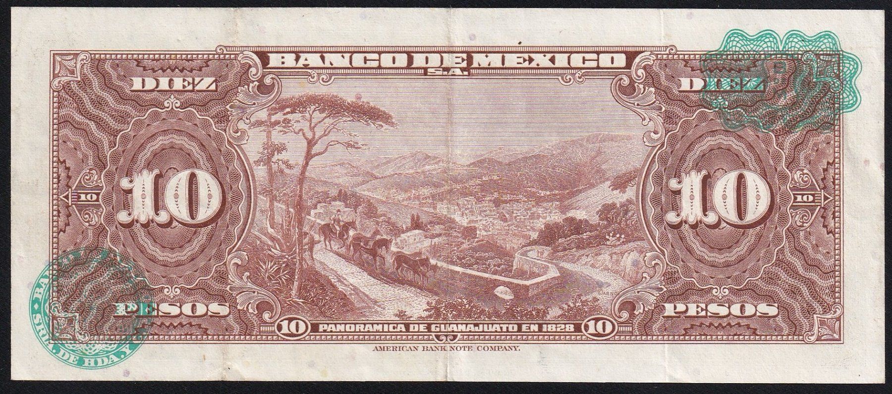 Banconote: Mexiko 10 Pesos 1961 – Usato da Brugg AG venduto da banknoten_muesli 1