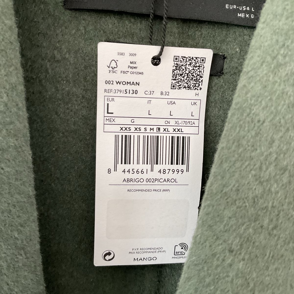 Mango Cappotti: Manteau kaki – Nuovo e nell'imballaggio originale da Veyrier venduto da gige66 1
