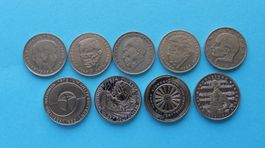 Münzen Deutschland 5x 2 DM + 4x 5 DM