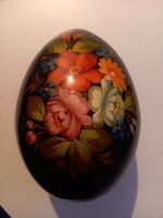 Russisches Osterei Holz handbemalt Blumen, Malerin Matweewa