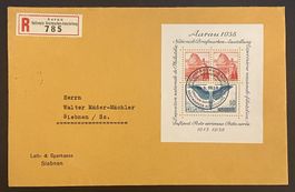 BELEG BLOCK AARAU 1938 ⦿