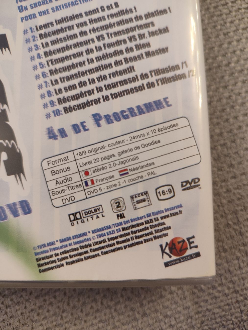 Tutti i DVDs: Get Backers missions 1+2 – Usato da Bougy-Villars venduto da Vogue 3